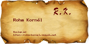 Rohm Kornél névjegykártya